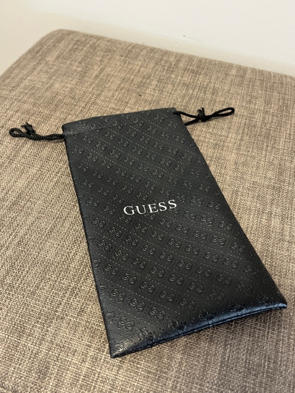 Guess Black Embossed Drawstring Sunglass Pouch